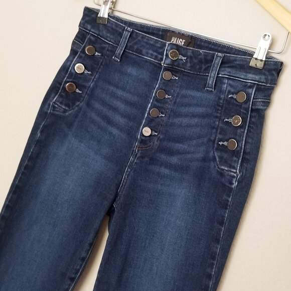 Paige Emmie Ankle High Rise Button Front Skinny Jeans in Model Denim 27 $249 - Picture 8 of 16